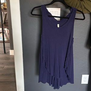 Free People Navy Waffle fringed LS Tunic Tank Top
Women's S Small